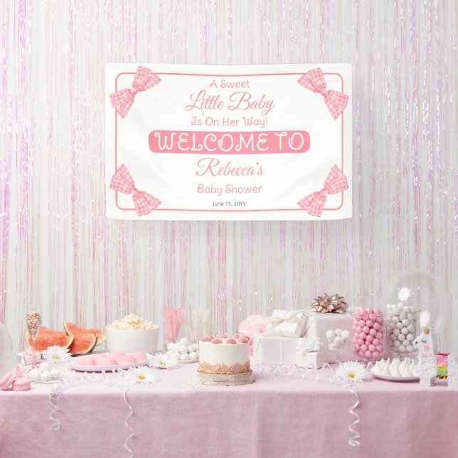Banderoles Un doux petit bébé rose vaches Baby shower fille (Fête)