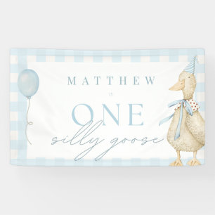 Banderoles Un Garçon Gingham Bleu Silly Goose 1er Anniversair