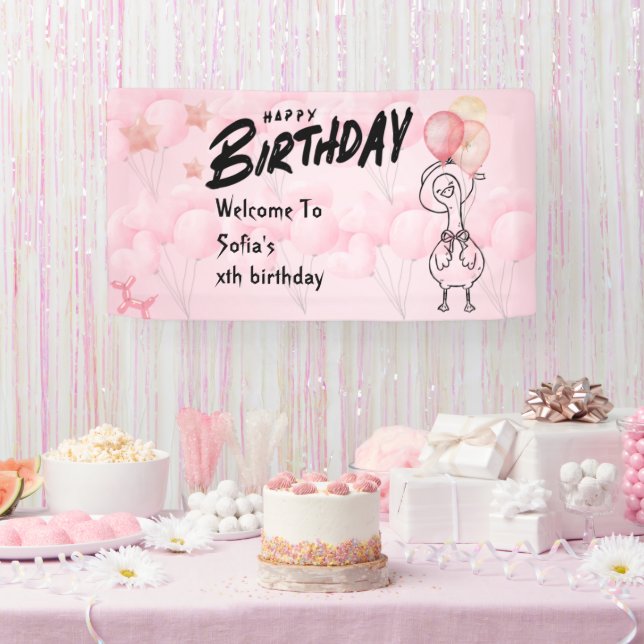 Banderoles Un Joyeux Anniversaire Personnalisé Rose "One Sill (Fête)