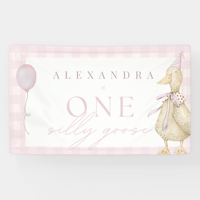 Banderoles Un joyeux anniversaire pour une fille au gingham r (Horizontal)