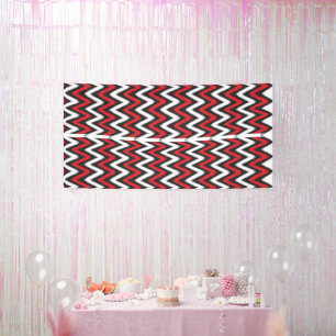 Banderoles Un motif chevron dynamique en rouge et noir, avec
