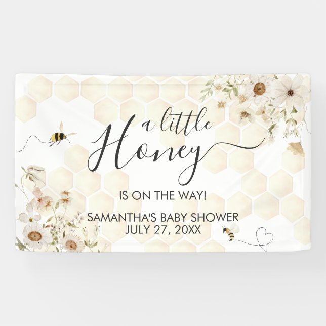 Banderoles Un petit Baby shower d'abeilles au miel (Horizontal)