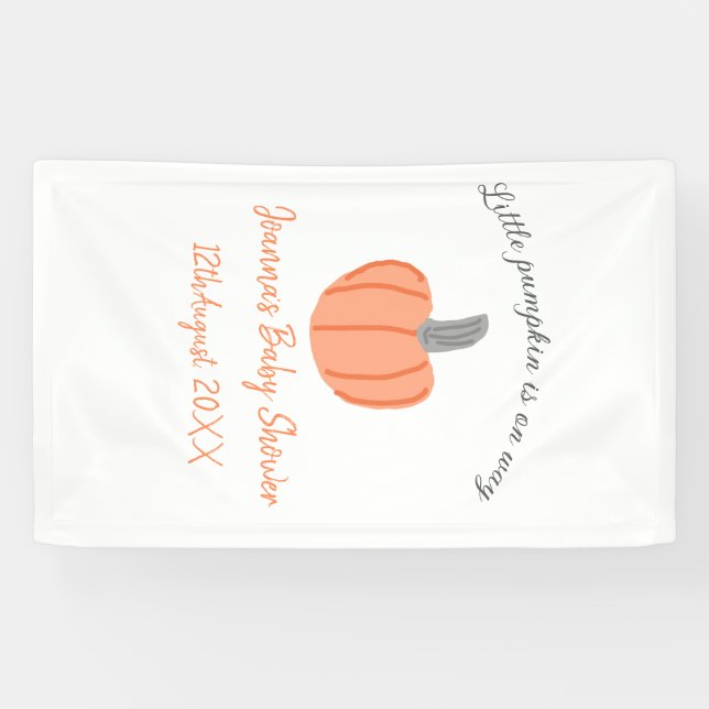 Banderoles Un petit citrouille est en route baby shower gris  (Horizontal)