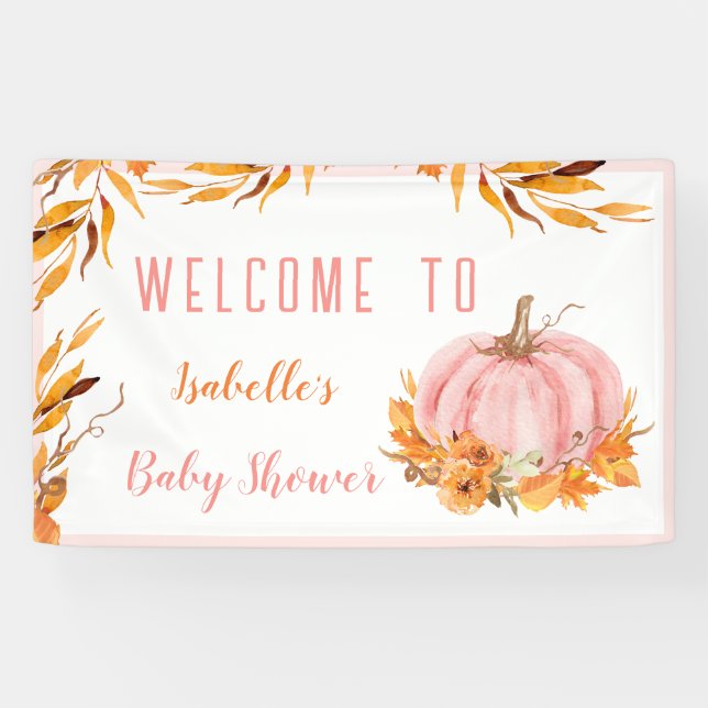 Banderoles Un Petit Citrouille Est Sur Le Chemin Pink Welcome (Horizontal)