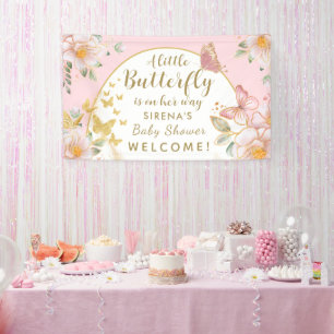 Banderoles Un Petit Papillon Est En Chemin Fille Baby shower