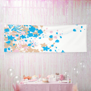 Banderoles Une charmante structure fleurie bleue et rose se