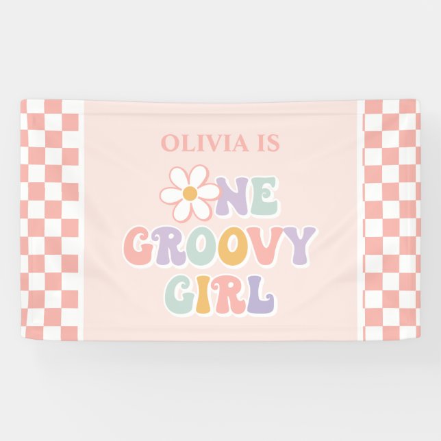 Banderoles Une fille Super Pink Daisy Checker (Horizontal)