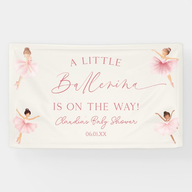 Banderoles Une petite ballerine Fête de bébé rose Ballet (Horizontal)