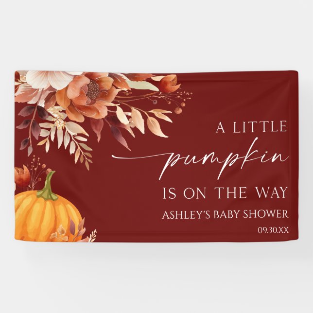 Banderoles Une petite fête de bébé florale Burgundy rustique  (Horizontal)