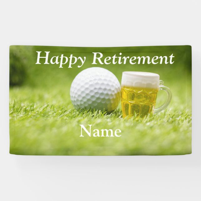 Banderoles Une retraite avec plaisir au golf et une bière  (Horizontal)