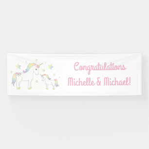 Banderoles Unicorn Baby shower Pastel Rainbow Cute