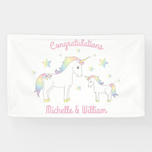 Banderoles Unicorn Baby shower Pastel Rainbow Cute
