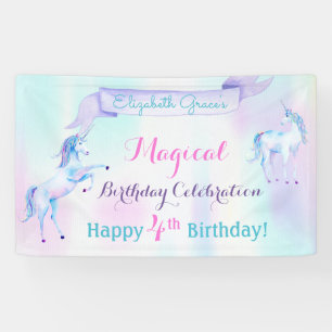 Banderoles Unicorne magique Rainbow Lavender rose Turquoise