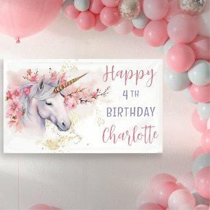 Banderoles Unicorne mystique   Rose Floral Girl 4e anniversai