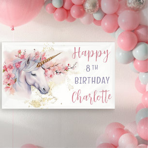 Banderoles Unicorne mystique   Rose Floral Girl 8e anniversai