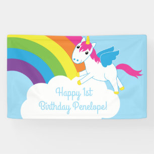 Banderoles Unicorns & Rainbows Mignonne 1er anniversaire Thèm