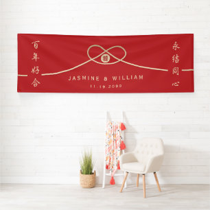 Banderoles Union des noeuds d'or Double bonheur Mariage chino