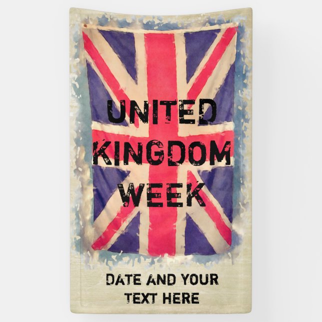 Banderoles UNION JACK FLAG grunge + votre idée (Vertical)