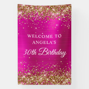 Banderoles V Anniversaire 30 Ans Paillettes Or Rose Chaud