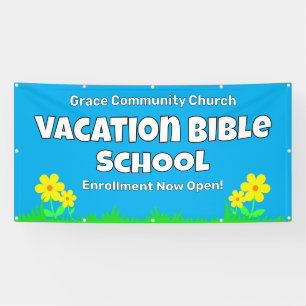 Banderoles Vacances personnalisées Bible École Fleurs Bannièr