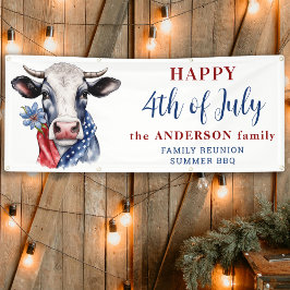Banderoles Vache 4 juillet Rouge Blanc Bleu Ferme Patriotique