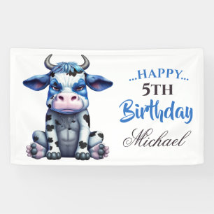 Banderoles Vache bleue douce