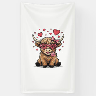 Banderoles Vache des Highlands mignonne Saint Valentin lunett