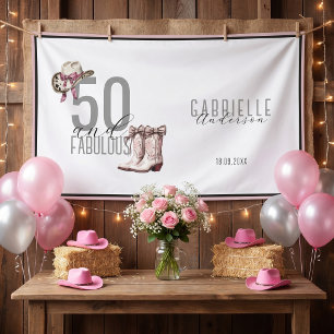 Banderoles Vachette à ruban rose Western 50 et anniversaire f