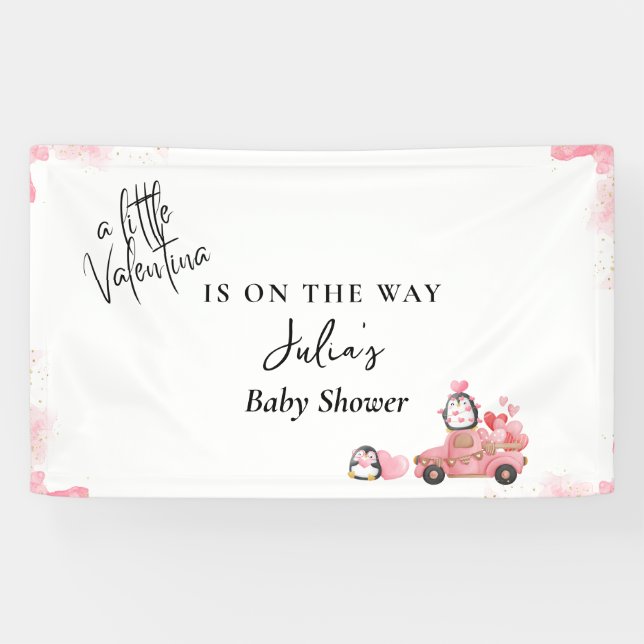 Banderoles Valentine rose bébé douche (Horizontal)