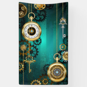 Banderoles Veille bijoux Steampunk sur un Arrière - plan vert