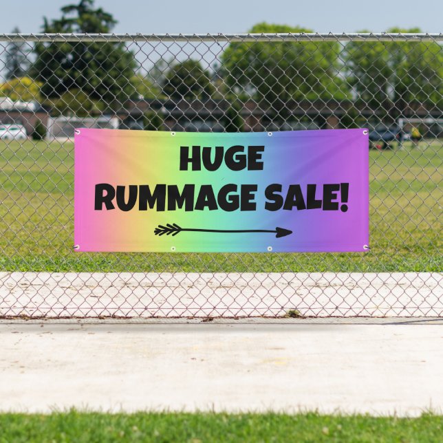 Banderoles Vente De Rummage Énorme ! Bandeau arc-en-ciel (En situation)