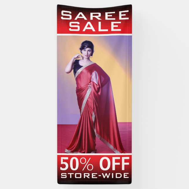 Banderoles Vente de Saree de Mode Féminine Indienne Personnal (Vertical)