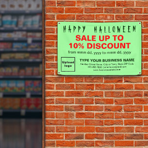 Banderoles Vente d'Halloween d'affaires sur un rectangle vert