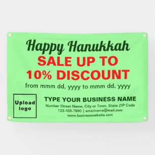 Banderoles Vente Hanoukka d'entreprise sur un rectangle vert