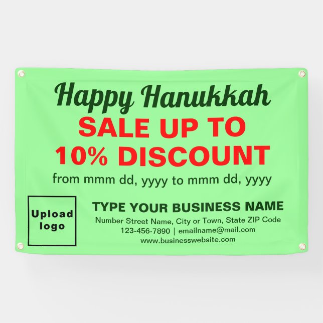 Banderoles Vente Hanoukka d'entreprise sur un rectangle vert  (Horizontal)