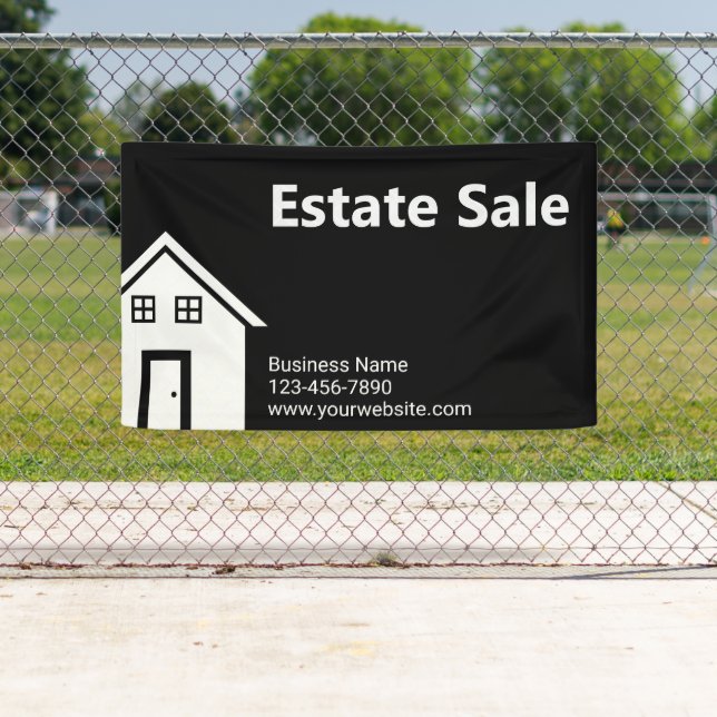 Banderoles Vente immobilière Noir et blanc Nom d'entreprise S (En situation)
