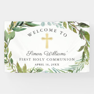 Banderoles Verdure Première communion sainte Wreath Bienvenue