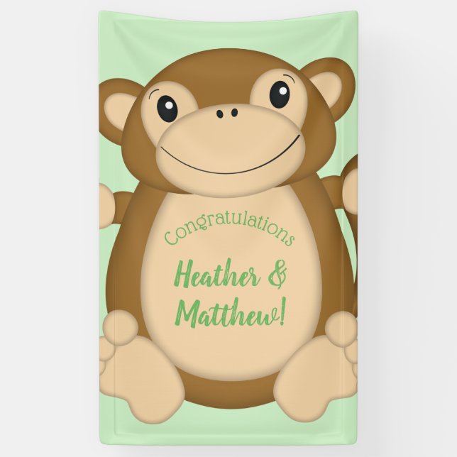 Banderoles Vert Baby shower singe (Vertical)