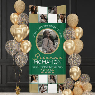 Banderoles Vert & Bronze Gold Photo Collage Graduation Vinyl