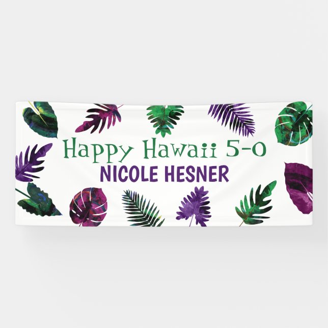 Banderoles Vert, Plum violet, Berry rose Hawaii 5-0 50e (Horizontal)