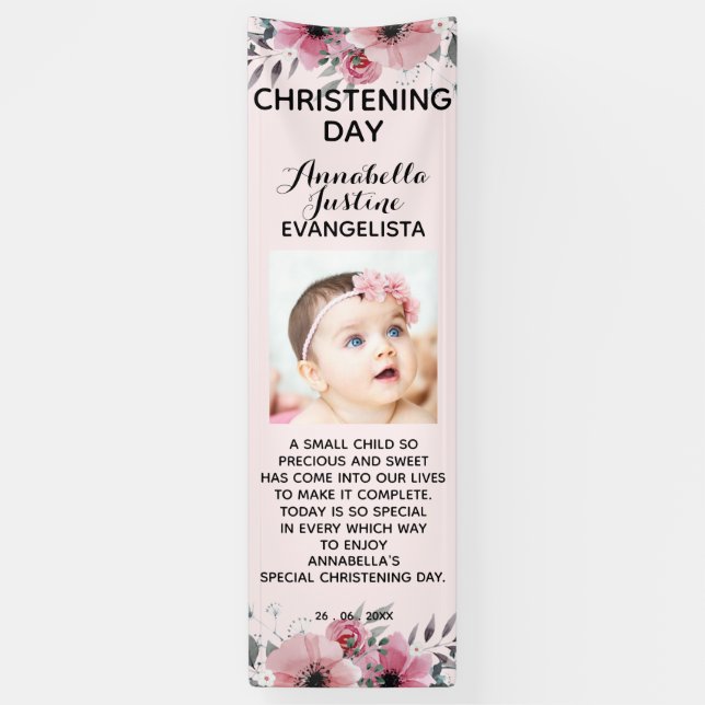 Banderoles Verticule de l'événement Soft Pink Floral CHRISTEN (Vertical)