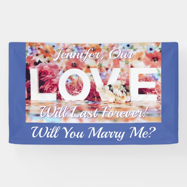 Banderoles Veux-Tu M'Épouser ? Love Photo Name Message MedBlu (Horizontal)