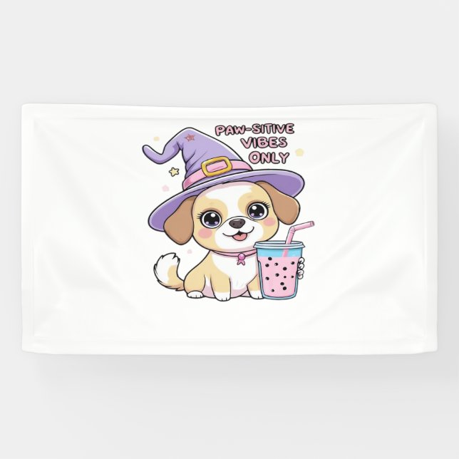 Banderoles Vibes Paw-Stive Seulement Chien mignon Avec Bubble (Horizontal)