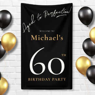 Banderoles Vieilli à la perfection Black Gold 60e fête d'anni