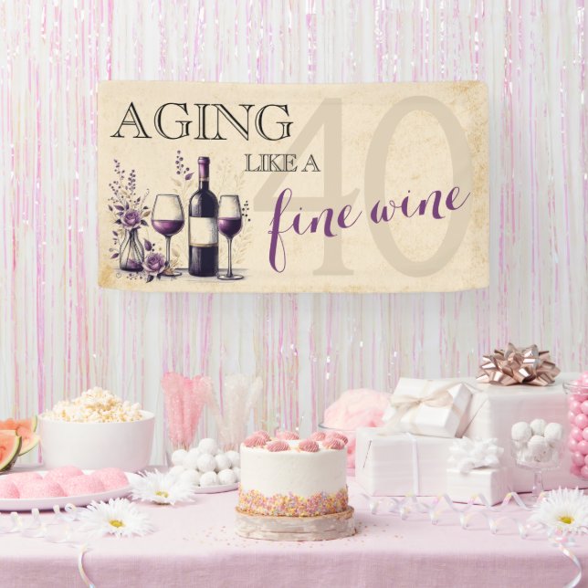 Banderoles Vieillir comme un vin fin 40e anniversaire (Fête)