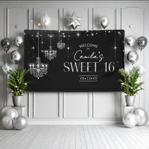 Banderoles Vieux Hollywood B & W Chandelier Sweet 16 ID1108