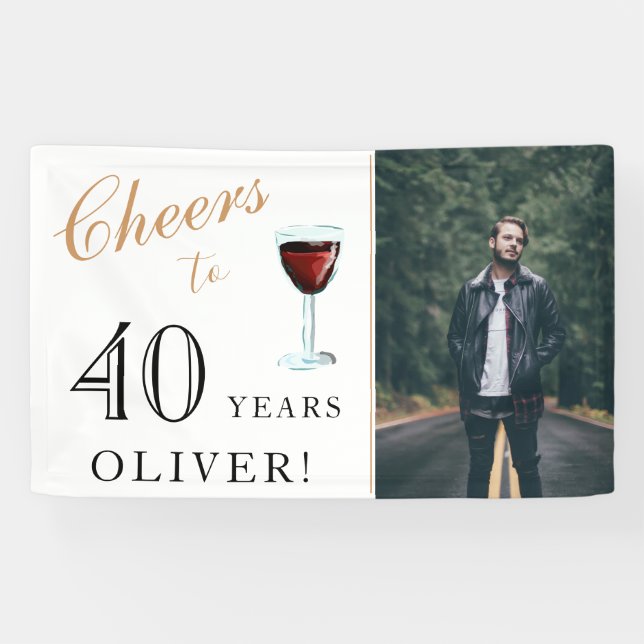 Banderoles Vin de 40 ans 40e anniversaire Photo (Horizontal)