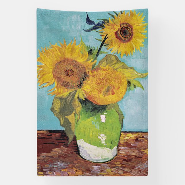 Banderoles Vincent Van Gogh - Trois tournesols dans un vase (Verticale)