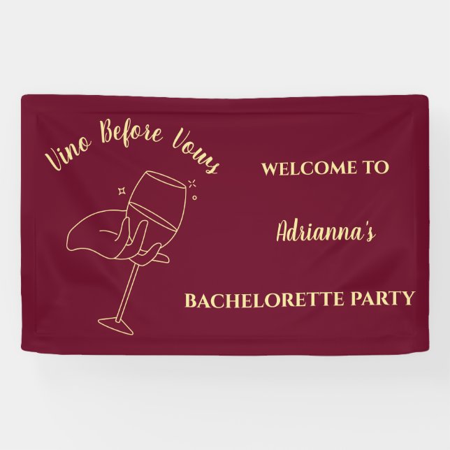 Banderoles Vino Avant Vows Vine Bachelorette Week-end (Horizontal)