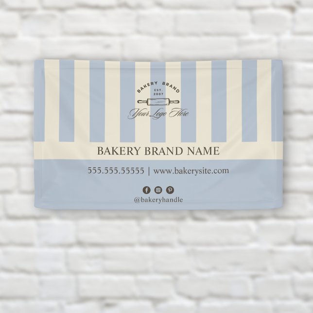 Banderoles Vintage Boulangerie Bleue Française Logo (Créateur téléchargé)